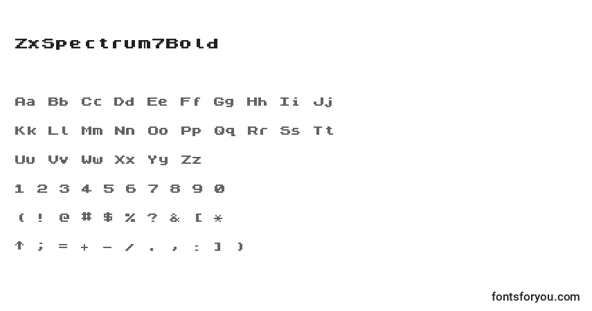 Fuente ZxSpectrum7Bold - alfabeto, números, caracteres especiales