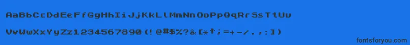 ZxSpectrum7Bold-Schriftart – Schwarze Schriften auf blauem Hintergrund