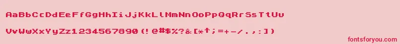 ZxSpectrum7Bold-Schriftart – Rote Schriften auf rosa Hintergrund