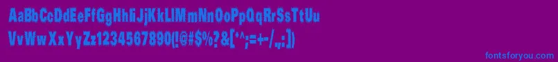 フォントPrick ffy – 紫色の背景に青い文字