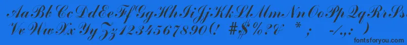 Fonte Arenski – fontes pretas em um fundo azul