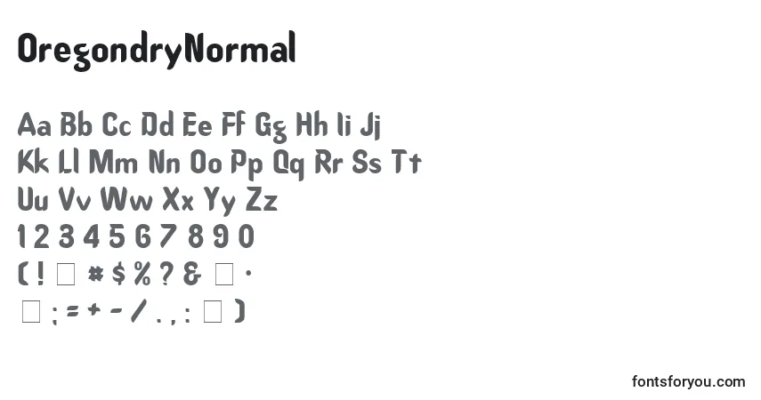 A fonte OregondryNormal – alfabeto, números, caracteres especiais