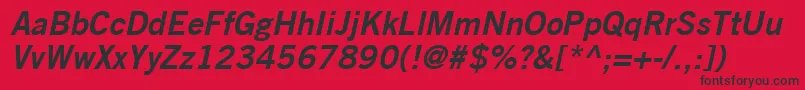 TradeGothicLtBoldNo.2Oblique Font – Black Fonts on Red Background