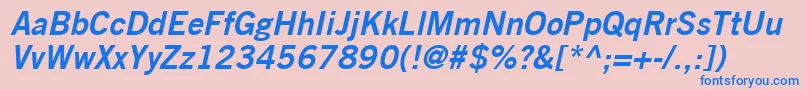 TradeGothicLtBoldNo.2Oblique Font – Blue Fonts on Pink Background