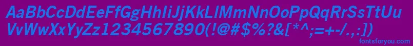 TradeGothicLtBoldNo.2Oblique Font – Blue Fonts on Purple Background