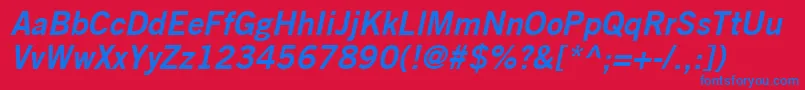 フォントTradeGothicLtBoldNo.2Oblique – 赤い背景に青い文字
