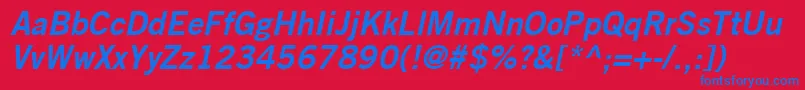 TradeGothicLtBoldNo.2Oblique Font – Blue Fonts on Red Background