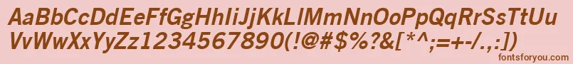 TradeGothicLtBoldNo.2Oblique Font – Brown Fonts on Pink Background