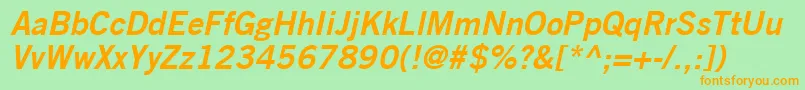 TradeGothicLtBoldNo.2Oblique Font – Orange Fonts on Green Background