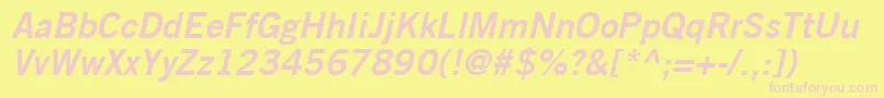 TradeGothicLtBoldNo.2Oblique Font – Pink Fonts on Yellow Background