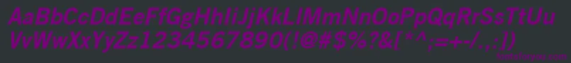 TradeGothicLtBoldNo.2Oblique Font – Purple Fonts on Black Background