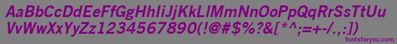 Шрифт TradeGothicLtBoldNo.2Oblique – фиолетовые шрифты на сером фоне