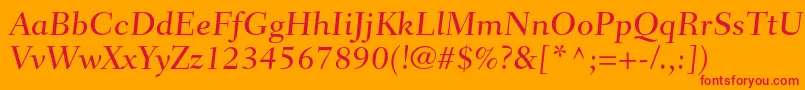 FairfieldltstdCaptionmed Font – Red Fonts on Orange Background