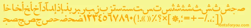 Naskhahmadtt Font – Orange Fonts on Yellow Background