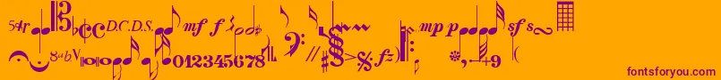 ClefNotes Font – Purple Fonts on Orange Background