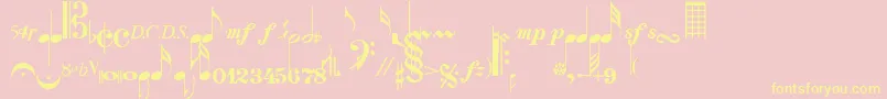 ClefNotes-Schriftart – Gelbe Schriften auf rosa Hintergrund