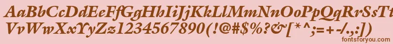 フォントGalliardstdBlackitalic – ピンクの背景に茶色のフォント