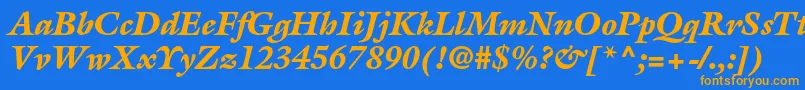 フォントGalliardstdBlackitalic – オレンジ色の文字が青い背景にあります。