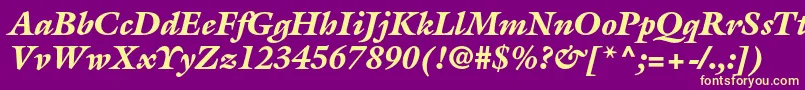 Fonte GalliardstdBlackitalic – fontes amarelas em um fundo roxo