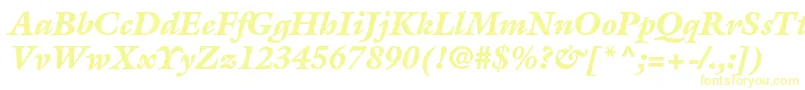 GalliardstdBlackitalic-Schriftart – Gelbe Schriften auf weißem Hintergrund