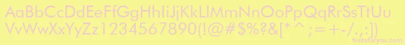 FuturaBookBt-fontti – vaaleanpunaiset fontit keltaisella taustalla