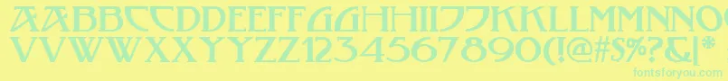 Fonte Tobacco ffy – fontes verdes em um fundo amarelo
