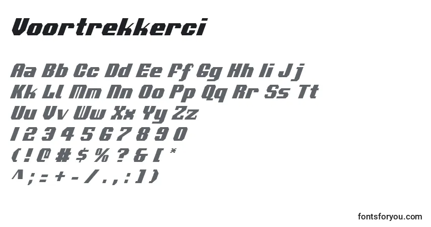 Czcionka Voortrekkerci – alfabet, cyfry, specjalne znaki