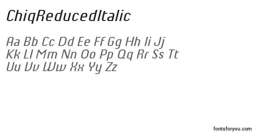 ChiqReducedItalicフォント–アルファベット、数字、特殊文字