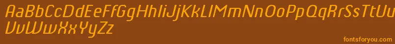 ChiqReducedItalic-Schriftart – Orangefarbene Schriften auf braunem Hintergrund