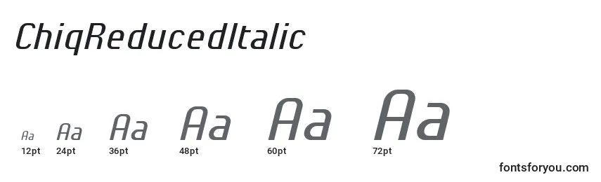 Размеры шрифта ChiqReducedItalic