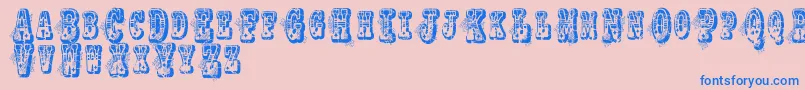 Vtksnoname-Schriftart – Blaue Schriften auf rosa Hintergrund