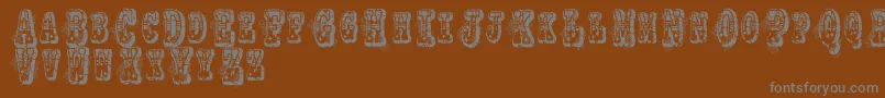 Vtksnoname-fontti – harmaat kirjasimet ruskealla taustalla