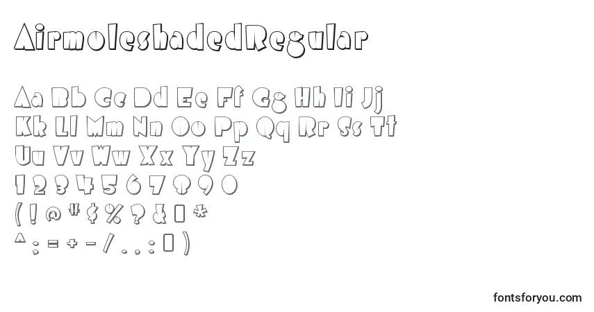 Czcionka AirmoleshadedRegular – alfabet, cyfry, specjalne znaki