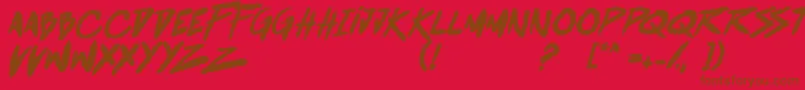 BattleBreathBoldItalic-Schriftart – Braune Schriften auf rotem Hintergrund