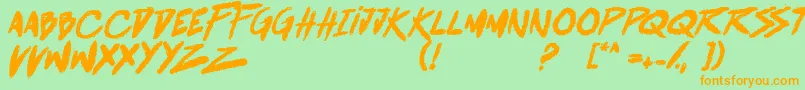 BattleBreathBoldItalic Font – Orange Fonts on Green Background