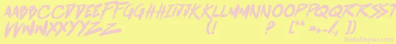 BattleBreathBoldItalic-Schriftart – Rosa Schriften auf gelbem Hintergrund