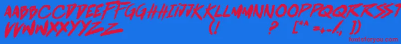 BattleBreathBoldItalic Font – Red Fonts on Blue Background