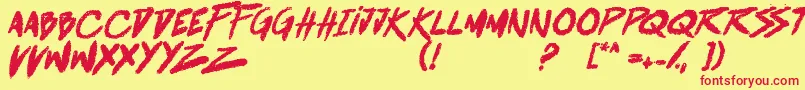 BattleBreathBoldItalic Font – Red Fonts on Yellow Background