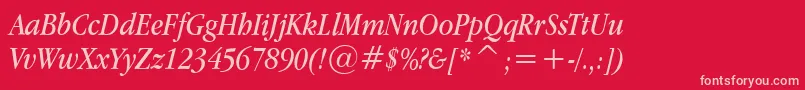 Fonte Applegaramond Italic – fontes rosa em um fundo vermelho