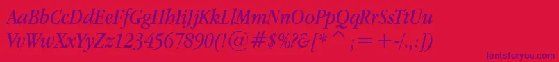 Applegaramond Italic-Schriftart – Violette Schriften auf rotem Hintergrund