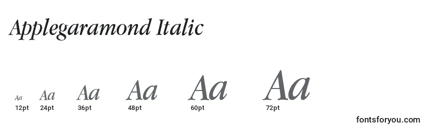 Applegaramond Italic-fontin koot