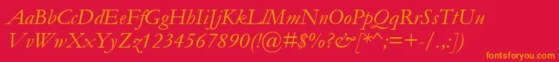 GaramondРљСѓСЂСЃРёРІ Font – Orange Fonts on Red Background