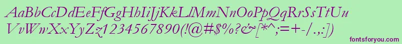 GaramondРљСѓСЂСЃРёРІ Font – Purple Fonts on Green Background