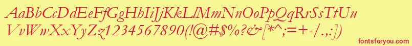 GaramondРљСѓСЂСЃРёРІ Font – Red Fonts on Yellow Background