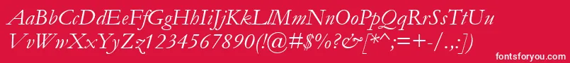 GaramondРљСѓСЂСЃРёРІ-Schriftart – Weiße Schriften auf rotem Hintergrund