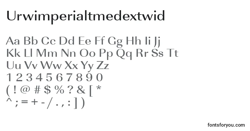 A fonte Urwimperialtmedextwid – alfabeto, números, caracteres especiais