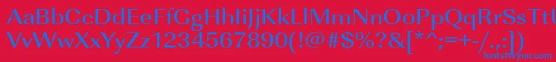 Urwimperialtmedextwid-Schriftart – Blaue Schriften auf rotem Hintergrund