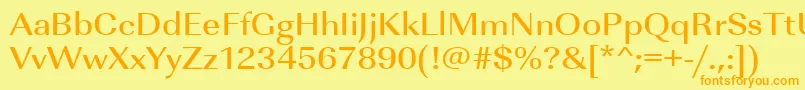 Urwimperialtmedextwid-Schriftart – Orangefarbene Schriften auf gelbem Hintergrund