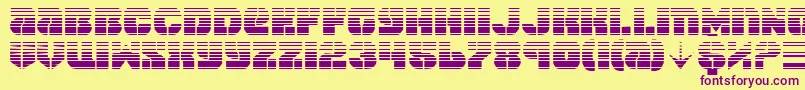 Spacec5g2-Schriftart – Violette Schriften auf gelbem Hintergrund