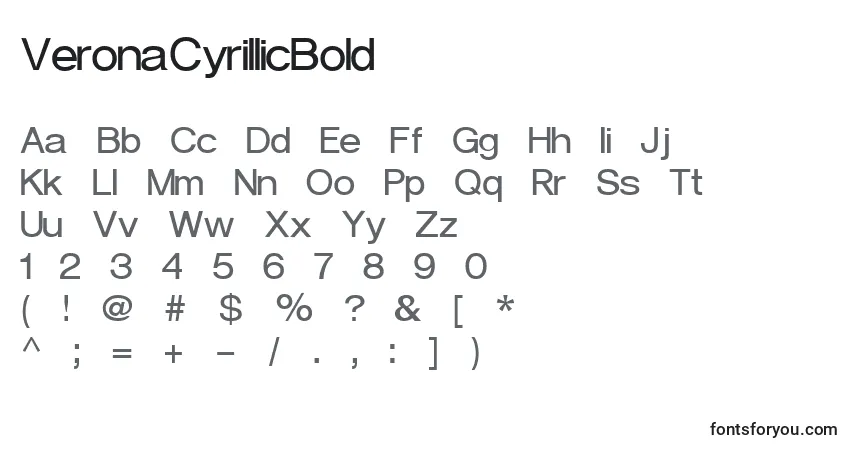 Schriftart VeronaCyrillicBold – Alphabet, Zahlen, spezielle Symbole